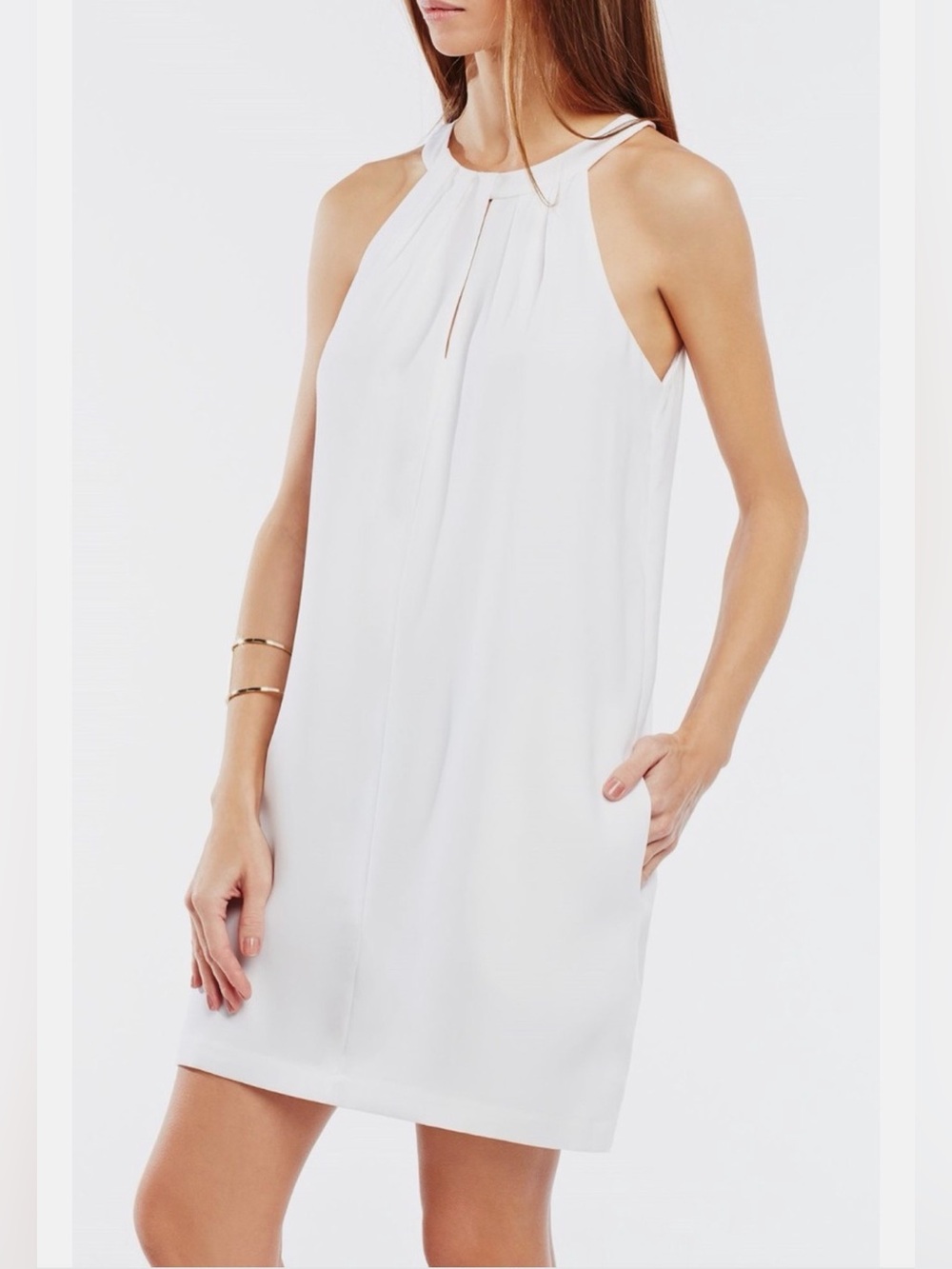 BCBG Max Azria Tristyn Pleated Halter Shift Dress - Size Large